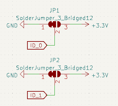 Los puentes de soldadura permiten al usuario seleccionar entre dos opciones para los pines conectados: GND o 3.3V. Pueden proveer direcciones a periféricos o seleccionar el modo de operación del microcontrolador.